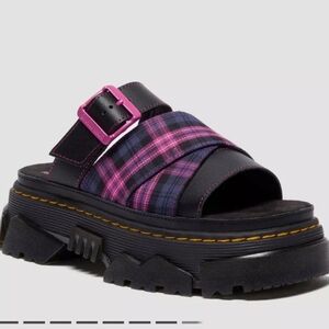 NWOT Dr. Martens Plaid Women's Slip On Sandals-Called The "Mattison"